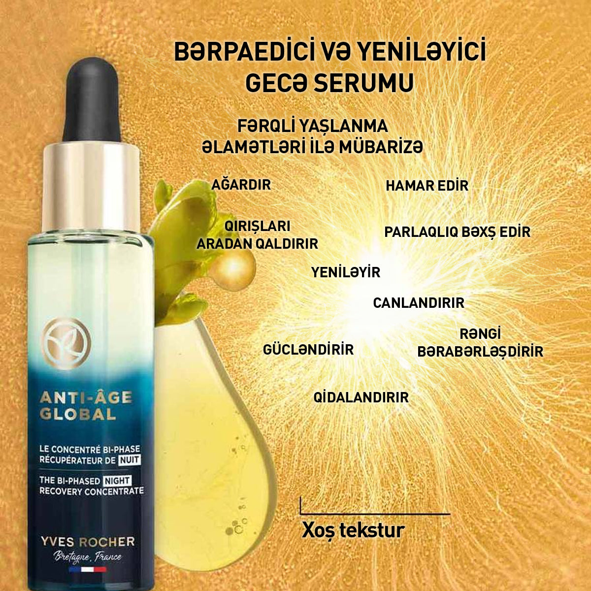 İki fazalı bərpaedici gecə konsentratı, 30 ml