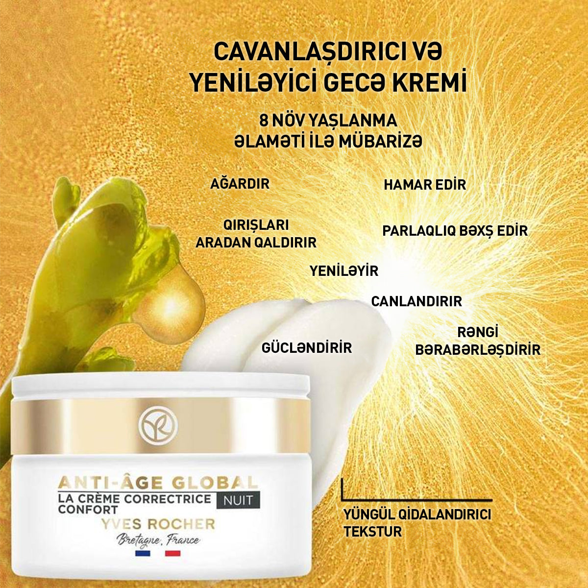 Bütün növ dərilər üçün yaşlanma əlamətlərinə qarşı gecə kremi, 50 ml