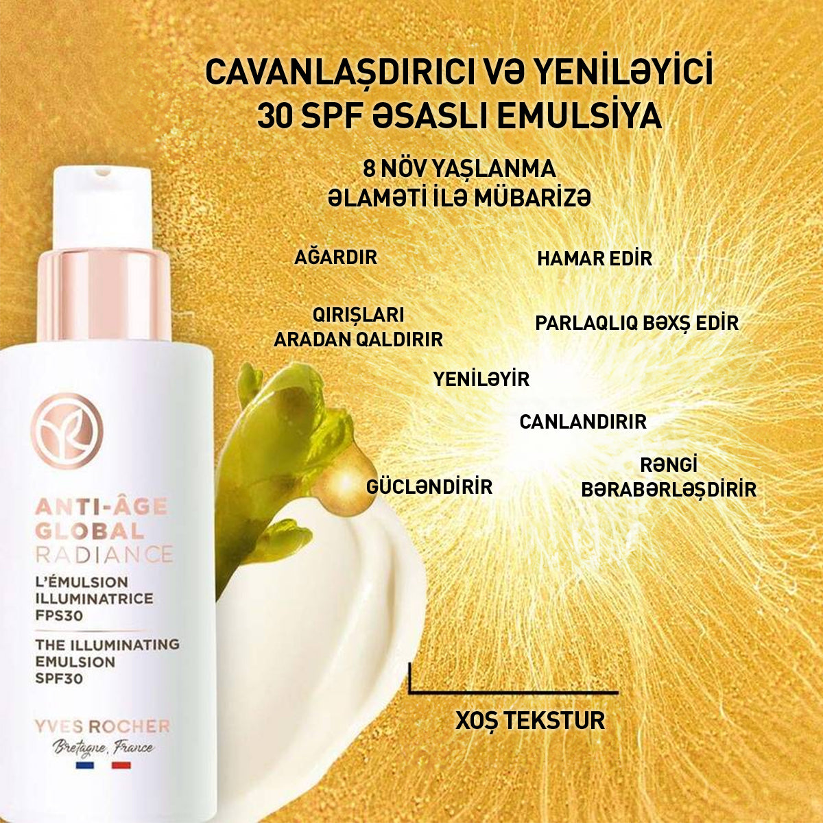 Parlaq dəri üçün Anti-Age Global emulsiya, SPF 30, 50 ml