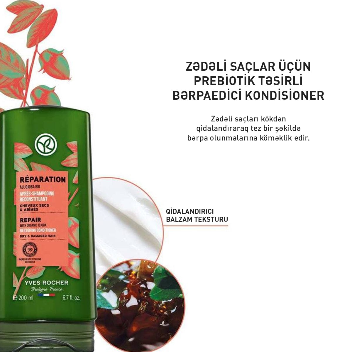 Quru və zədəli saçlar üçün bərpaedici kondisioner, 200 ml