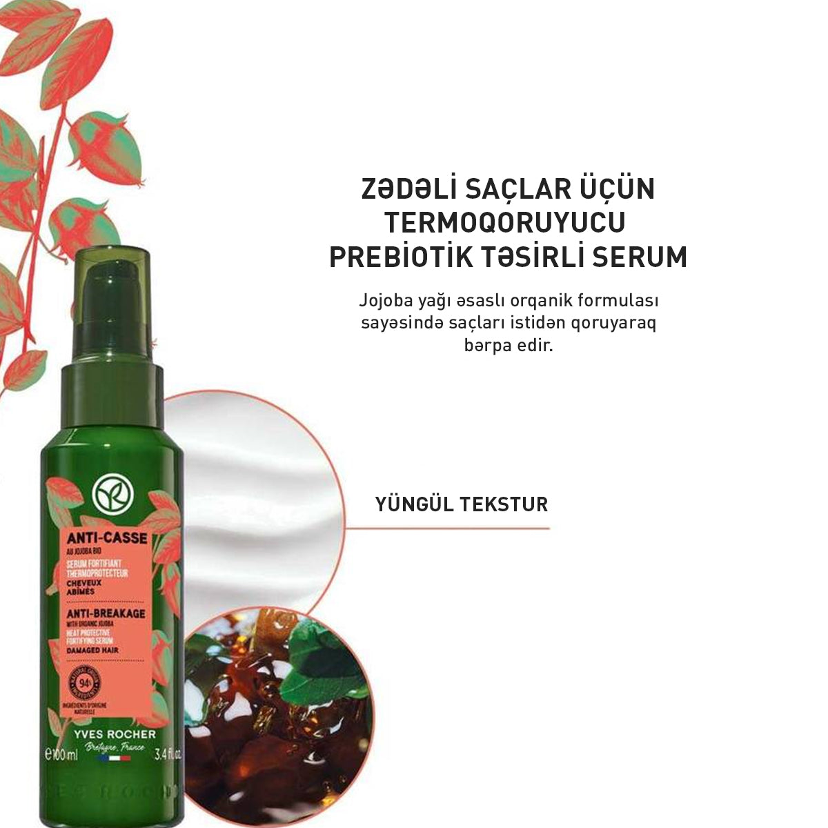 Zədəli saçlar üçün termoqoruyucu zərdab, 100 ml