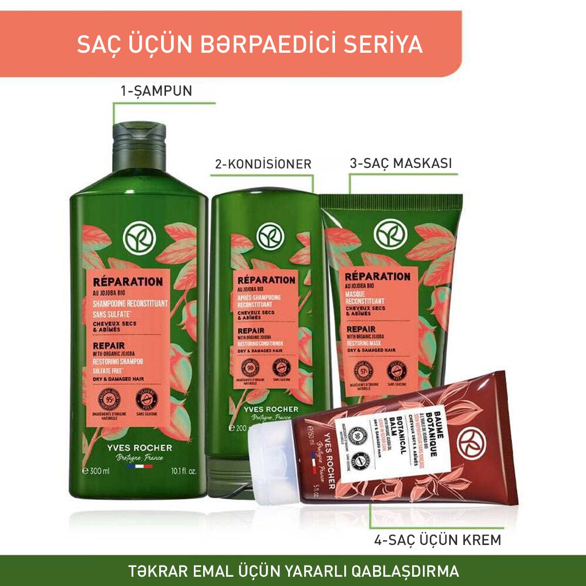 Zədəli saçlar üçün bərpaedici maska, 200 ml