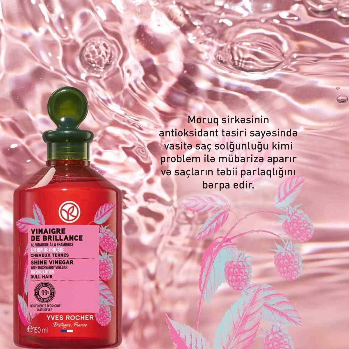 Saç üçün moruq əsaslı sirkə, 150 ml