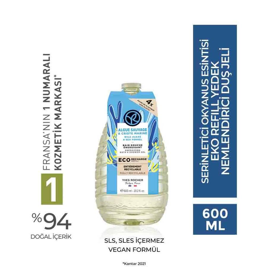 Bədən üçün eko-qablaşdırmada dəniz yosunları əsaslı duş geli, 600 ml