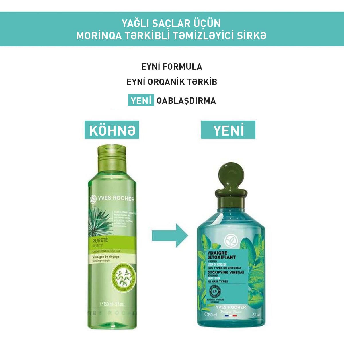 Bütün saç növləri üçün morinqalı detoks-sirkə, 150 ml