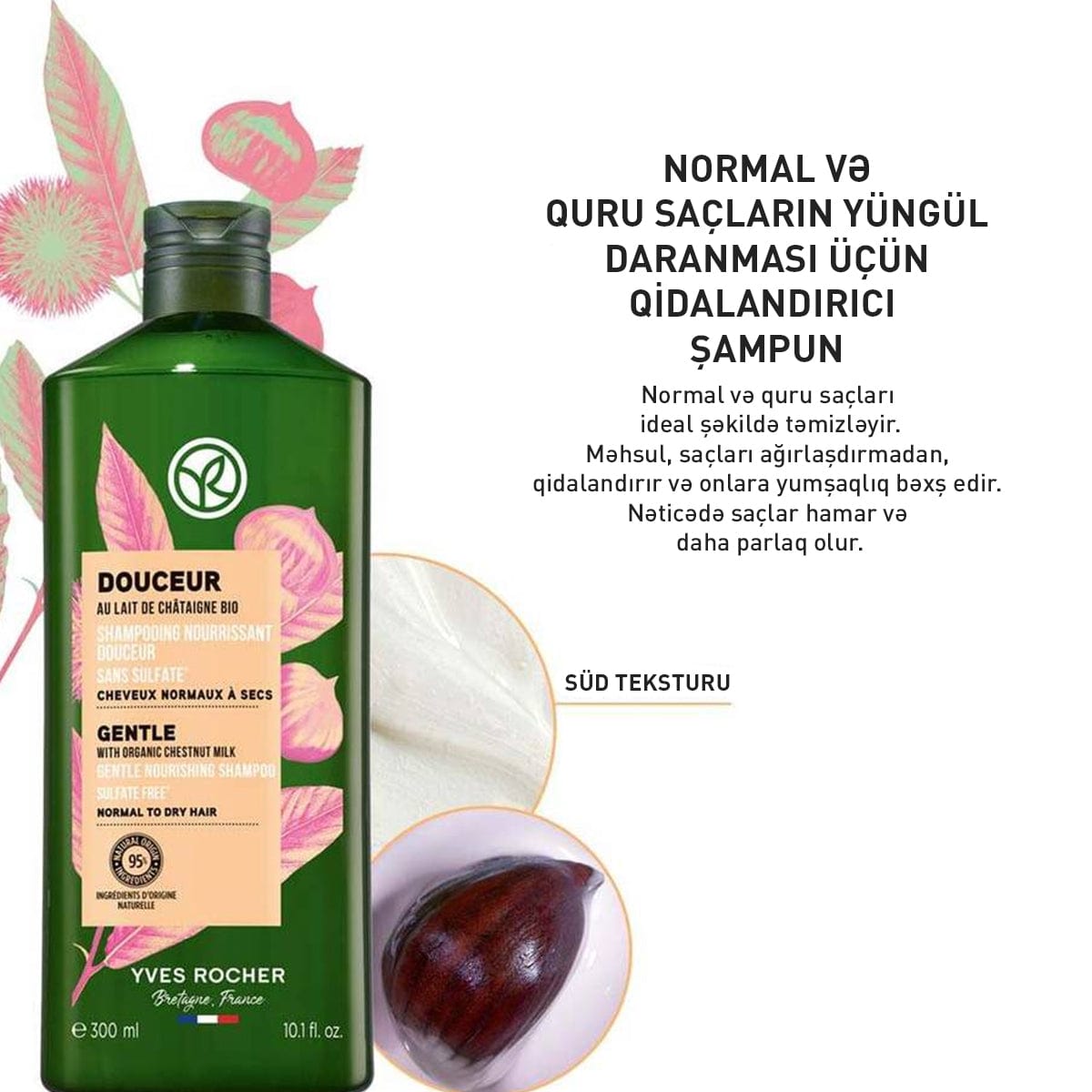 Normal və quru saçlar üçün qidalandırıcı şampun, 300 ml