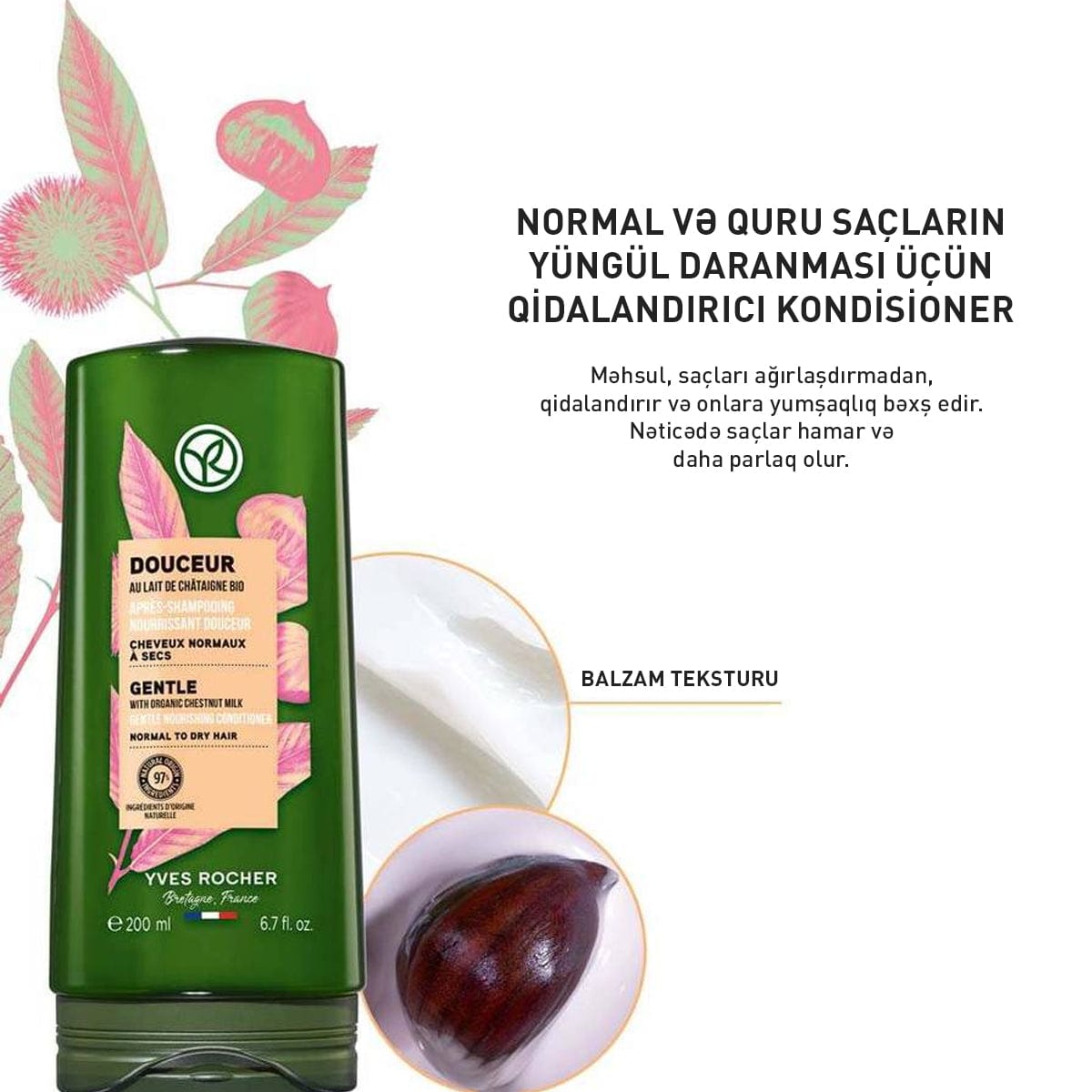 Normal və quru saçlar üçün nəmləndirici kondisioner, 200 ml