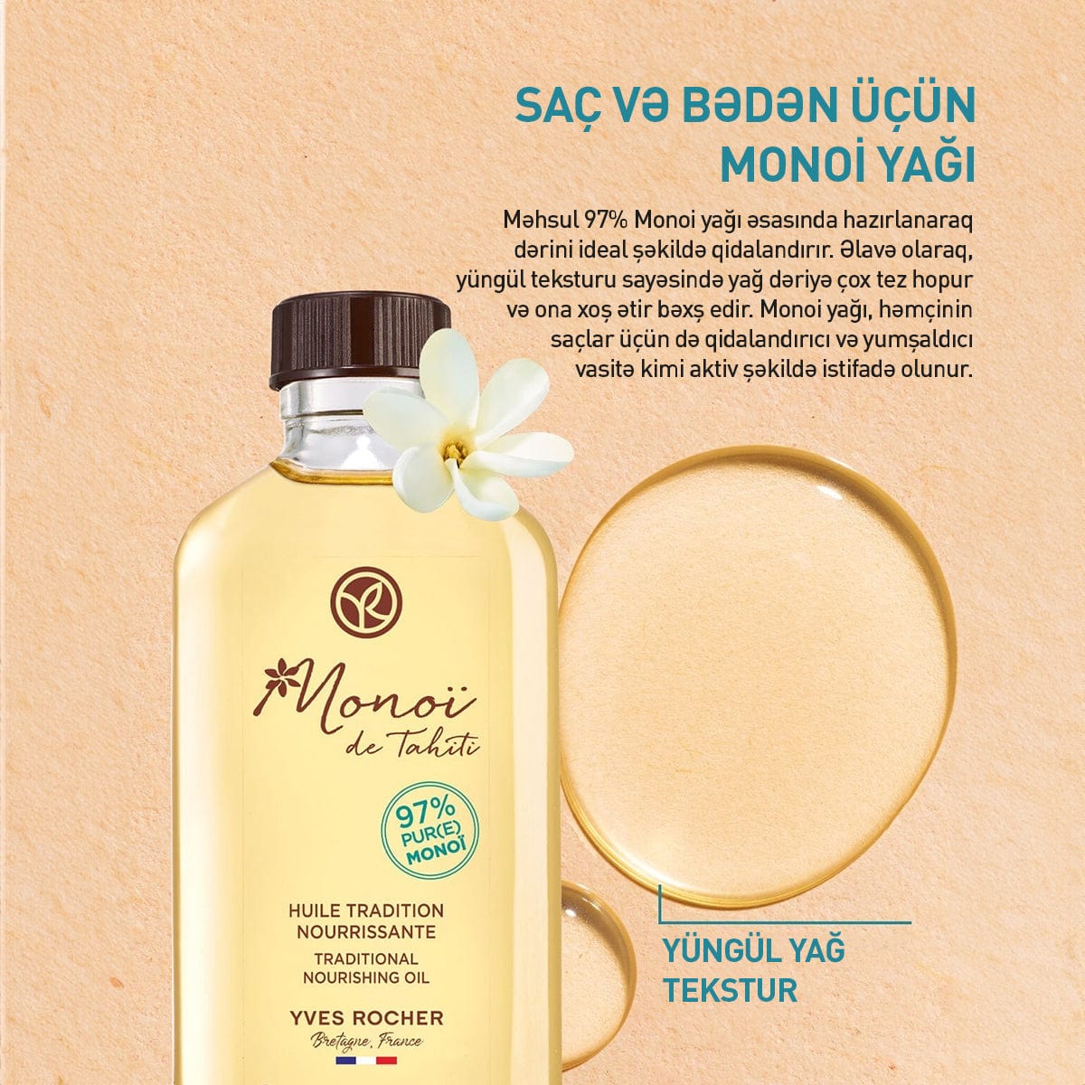 MONOI HUILE TRADITION 97% MONOI VAD BOTTLE 100ML