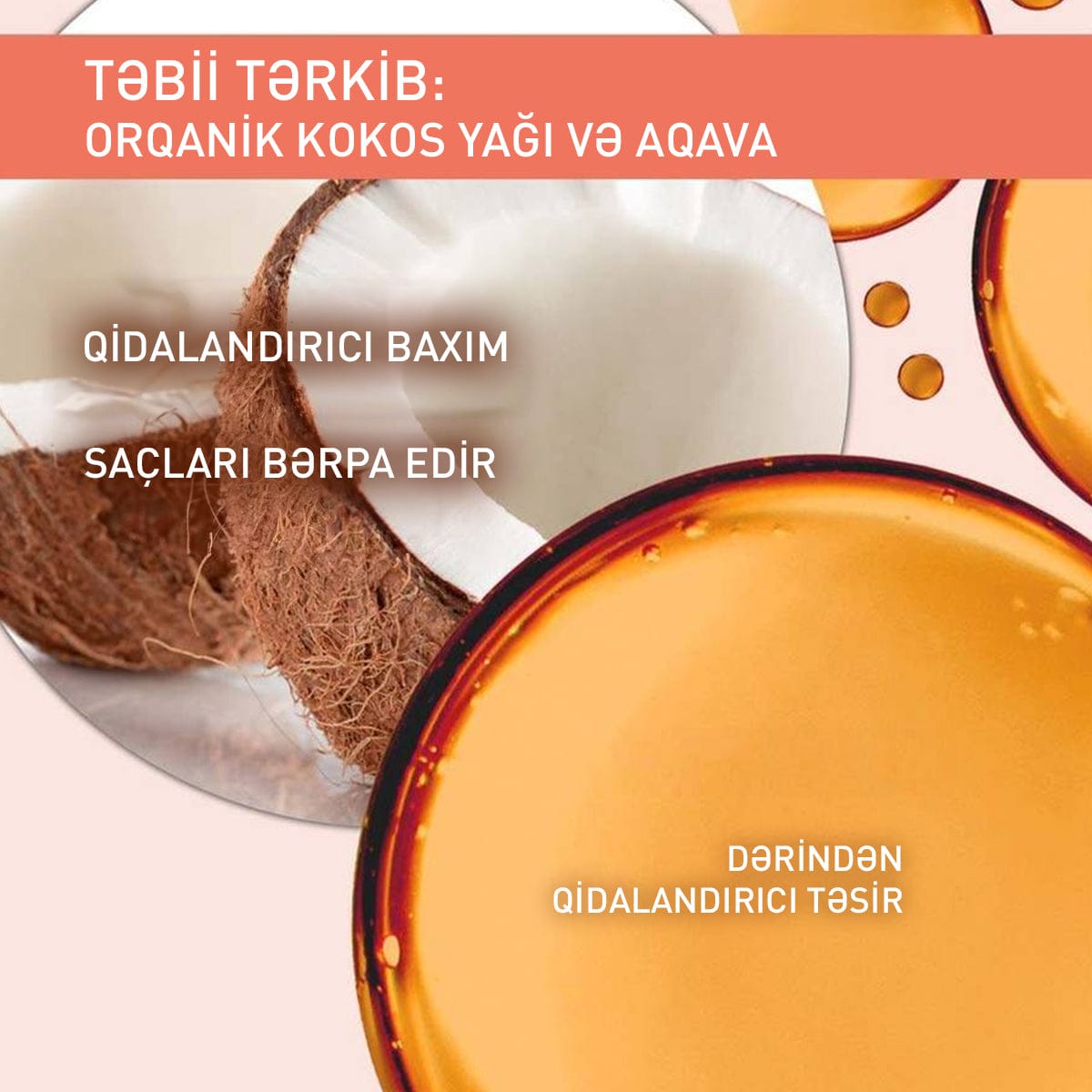 Quru və buruq saçlar üçün kokos yağı tərkibli qidalandırıcı balzam, 250 ml