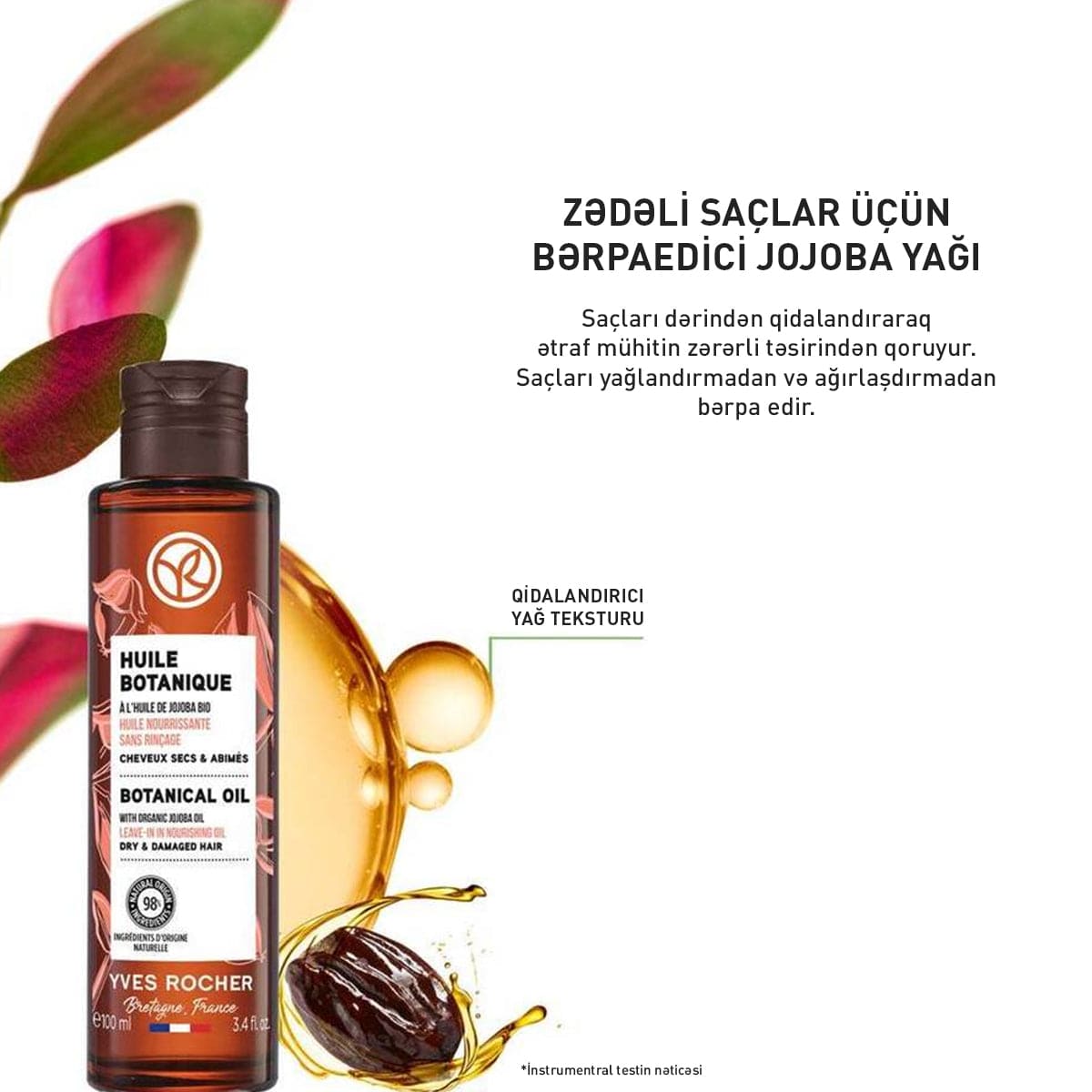 Quru və zədəli saçlar üçün bərpaedici jojoba yağı, 100 ml