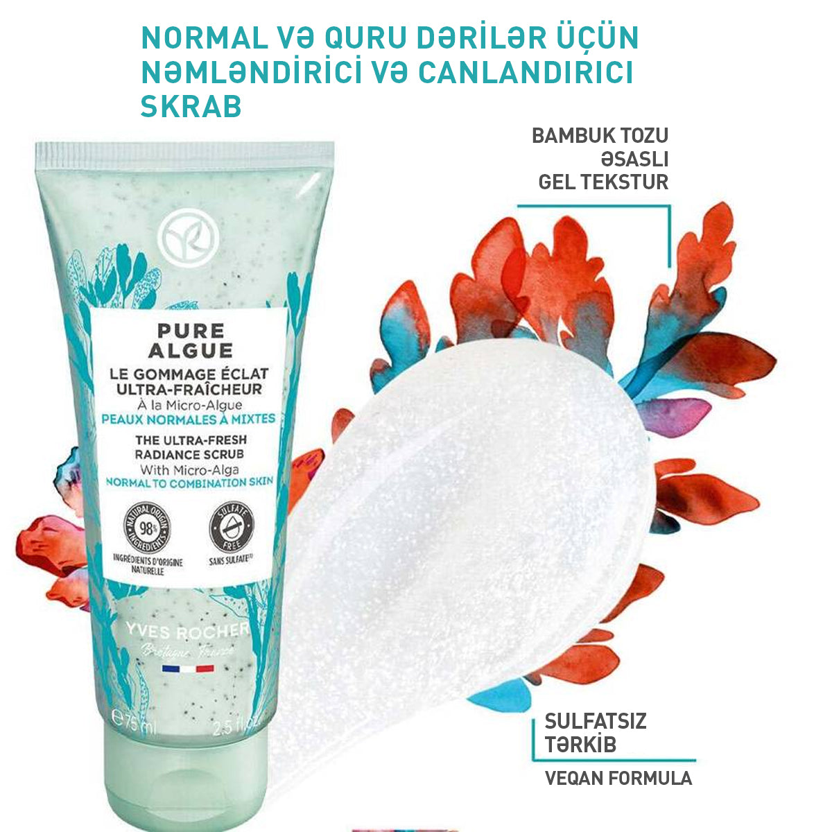 Üz üçün təravətləndirici skrab, 75 ml