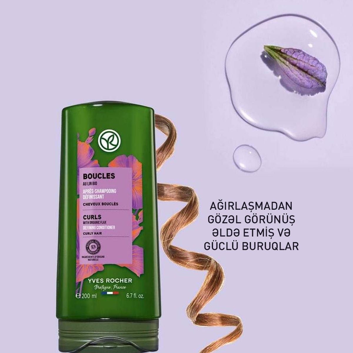 Buruq saçlar üçün kondisioner, 200 ml