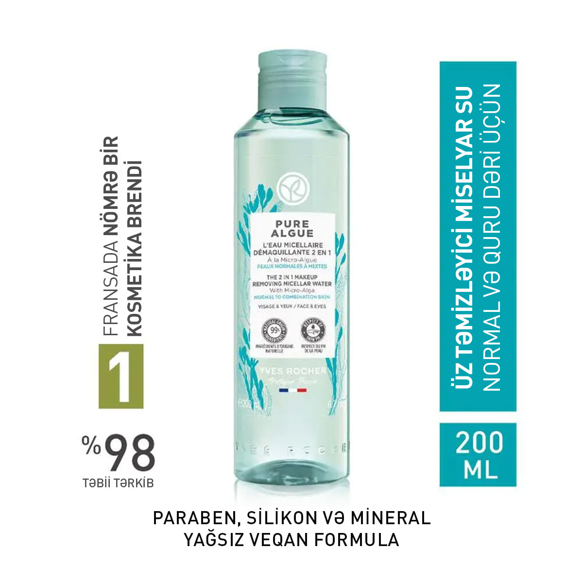 The 2 in 1 Makeup Removing Micellar Water Pure Algue - 200ml