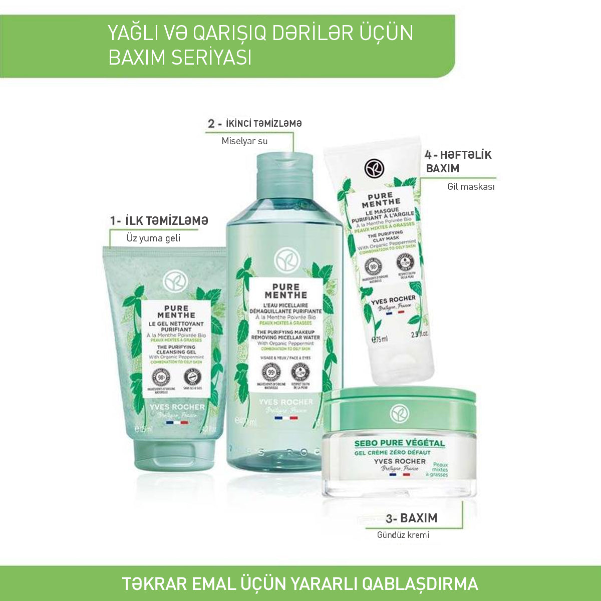 Yağlı və qarışıq dəri üçün təmizləyici gil maska, 75 ml