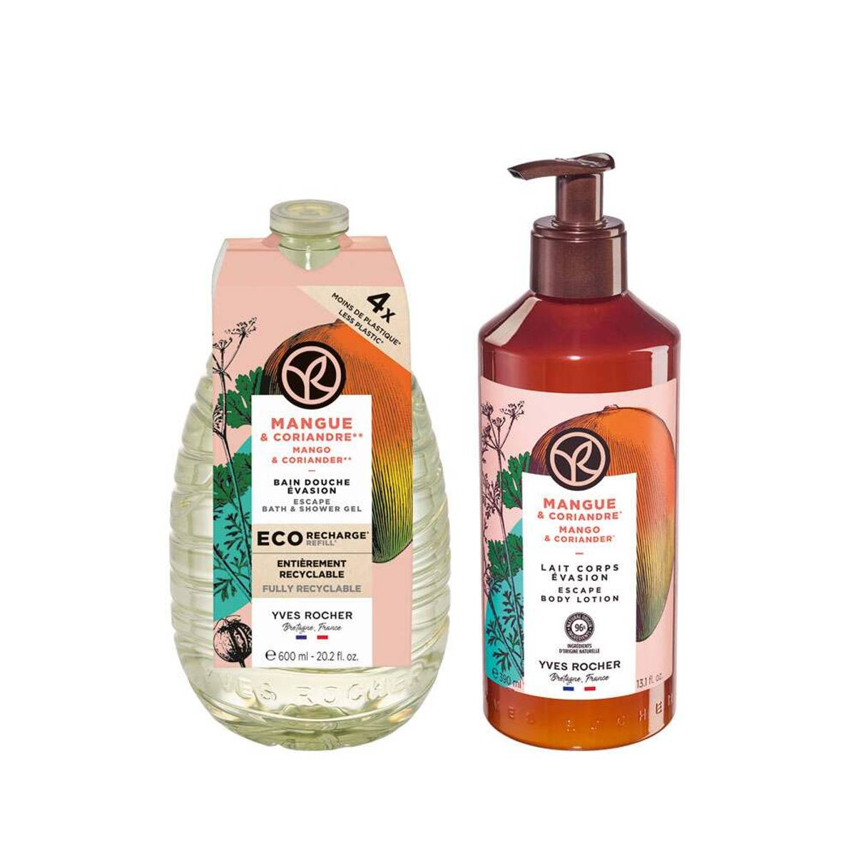 Mango Coriander Refill Shower Gel Body Lotion Set